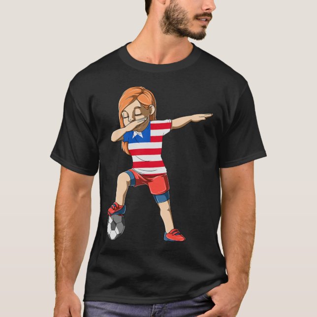 Dabbing Soccer Girl Liberia Jersey Liberian  T-Shirt (Vorderseite)