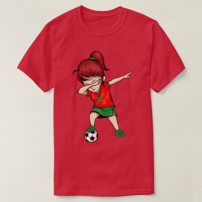 Dabbing Soccer Girl Marokko Jersey - Marokkanische T-Shirt (Design vorne)