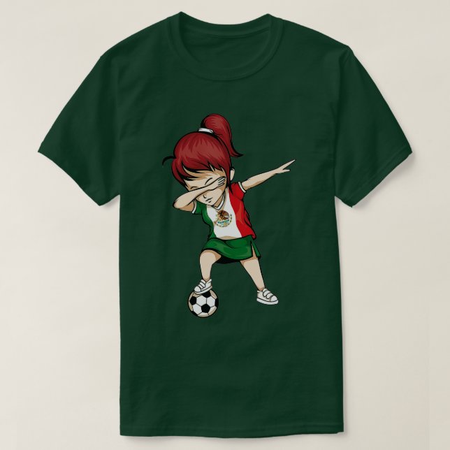 Dabbing Soccer Girl Mexico Jersey - Mexikanischer  T-Shirt (Design vorne)
