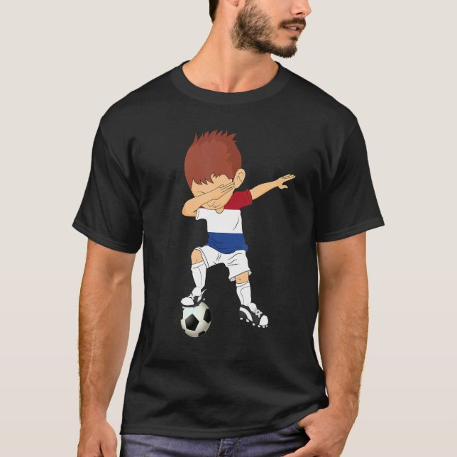 Dabbing Soccer Niederländischer Fußball 2022 T-Shirt (Vorderseite)