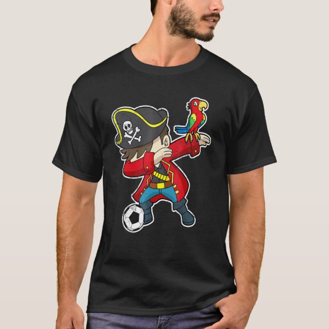 Dabbing Soccer Pirate Kinder Jungen Mädchen Jugend T-Shirt (Vorderseite)