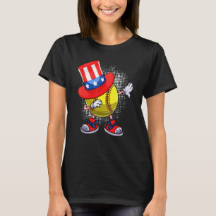 Dabbing Softball Ball & Uncle Sam Hat American 4. T-Shirt