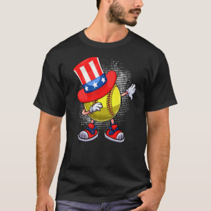 Dabbing Softball Ball & Uncle Sam Hat American 4. T-Shirt