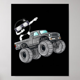 Dabbing Solar Eclipse Monster Truck Fun Jungs Kind Poster