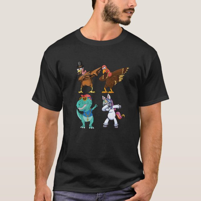 Dabbing Squad turkey unicorn dinosaur thanksgiving T-Shirt (Vorderseite)