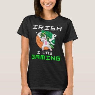 Dabbing St Paddy's Day Video Gaming Unicorn Green T-Shirt