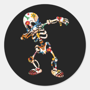 Dabbing Sugar Skull Skeleton Dia De Los Muertos Ha Runder Aufkleber