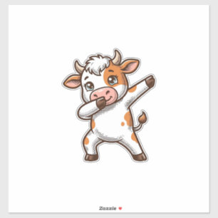 Dabbing Süße Kuh Vintage Gravur T-Shirt Design_ Aufkleber