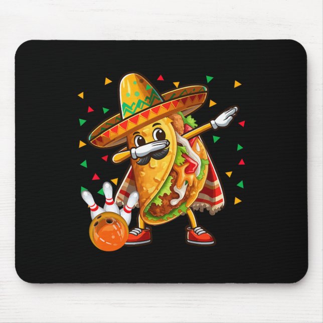 Dabbing Taco Bowling spielen Cinco De Mayo Spieler Mousepad (Vorne)