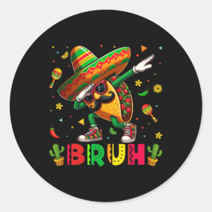 Dabbing Taco Bruh Sombrero Happy Cinco De Mayo Boy Runder Aufkleber