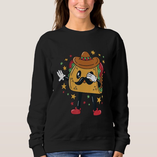Dabbing-Taco-Charakter Sweatshirt (Vorderseite)