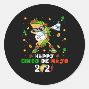 Dabbing Taco Cinco De Mayo 2021 Gesichtsmaske Quar Runder Aufkleber