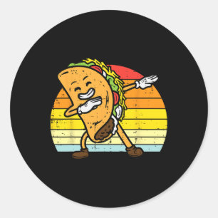 Dabbing Taco Dab Retro Cinco De Mayo Männer Jungen Runder Aufkleber