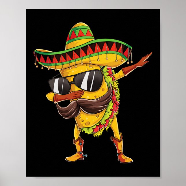 Dabbing Taco T Shirt Cinco De Mayo Kinder Jungen M Poster (Vorne)