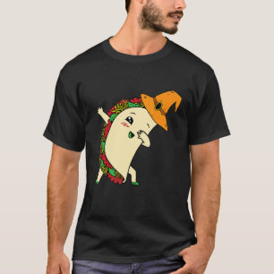 Dabbing Taco Witch Hat Lazy Halloween Kostüm Mexi T-Shirt