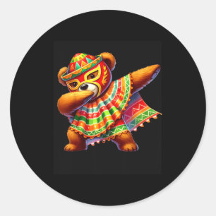 Dabbing Teddy Bär Lucha Libre Cinco De Mayo Mexika Runder Aufkleber