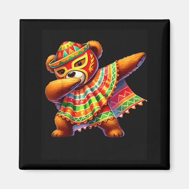 Dabbing Teddy Bär Lucha Libre Cinco De Mayo Mexiko Magnet (Vorne)