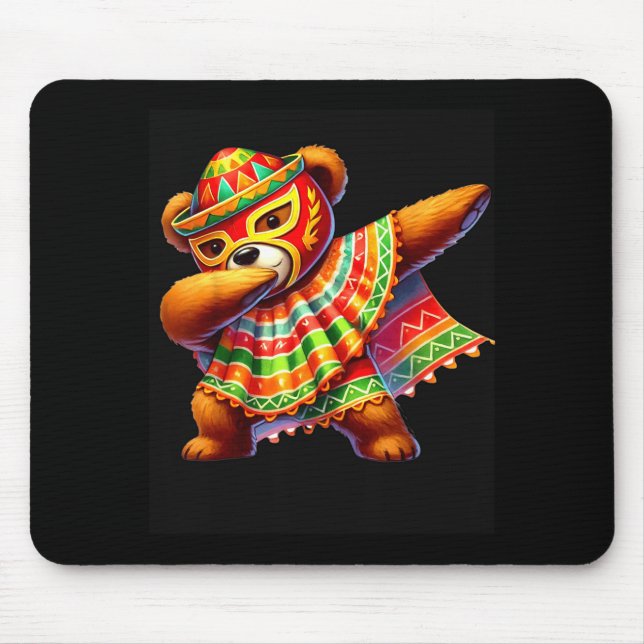Dabbing Teddy Bär Lucha Libre Cinco De Mayo Mexiko Mousepad (Vorne)