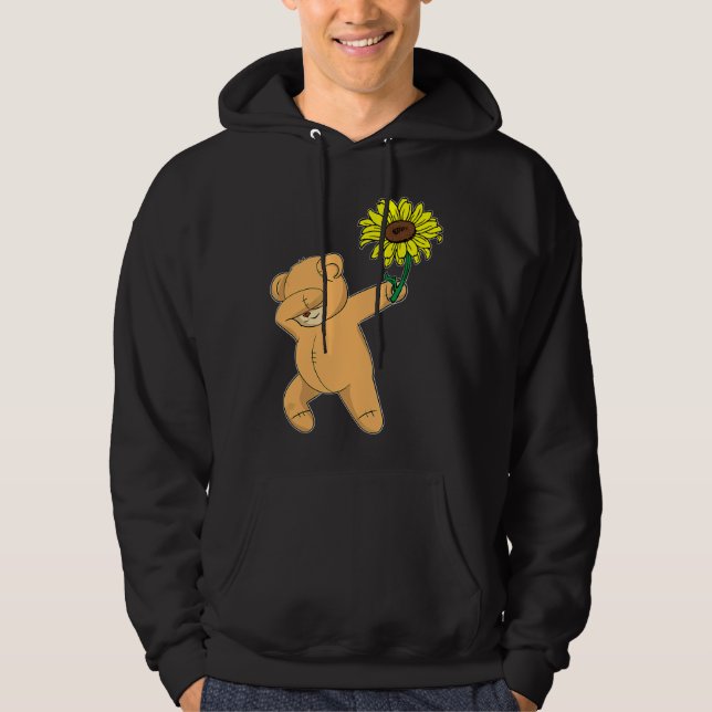 Dabbing Teddy Bär Sonnenblumen Autismus Bewusstsei Hoodie (Vorderseite)