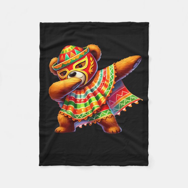 Dabbing Teddy Bear Lucha Libre Cinco De Mayo Mexic Fleecedecke (Vorderseite)