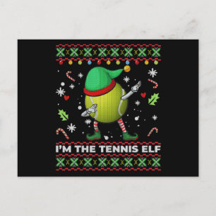 Dabbing Tennis Ball Elf Hat Weihnachten Ugly Sweat Einladungspostkarte