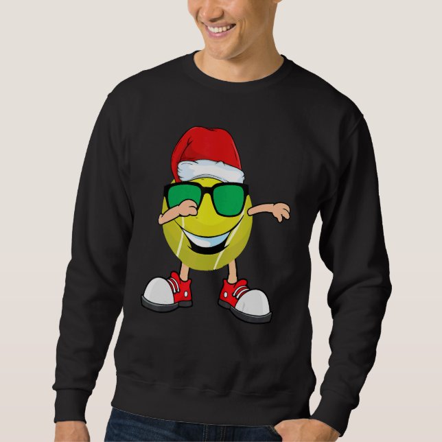 Dabbing Tennis Ball Weihnachtsmannmütze Sonnenbril Sweatshirt (Vorderseite)