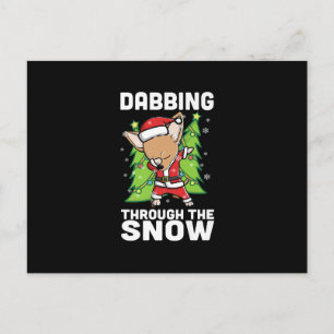 Dabbing Through Snow Chihuahua Weihnachtshund Postkarte