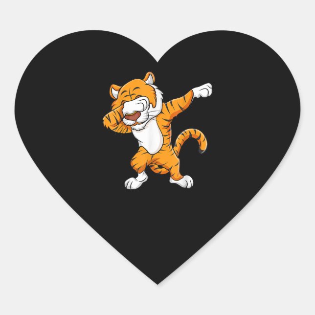Dabbing Tiger Squad Football Mascot Funny Dab Herz-Aufkleber (Vorderseite)