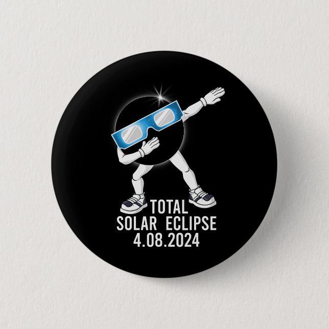 Dabbing Total Solar Eclipse 04.08.2024 Fun Dab Boy Button (Vorderseite)