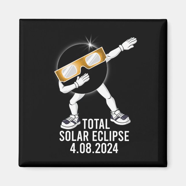 Dabbing Total Solar Eclipse 04.08.2024 Fun Dab Boy Magnet (Vorne)