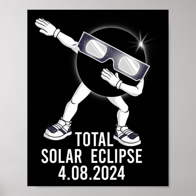 Dabbing Total Solar Eclipse 04.08.2024 Fun Dab Boy Poster (Vorne)