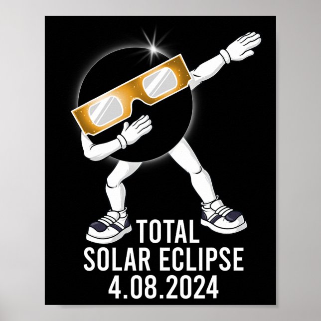 Dabbing Total Solar Eclipse 04.08.2024 Fun Dab Boy Poster (Vorne)
