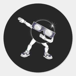 Dabbing Total Solar Eclipse 2024 Fun Dab Boys Girl Runder Aufkleber