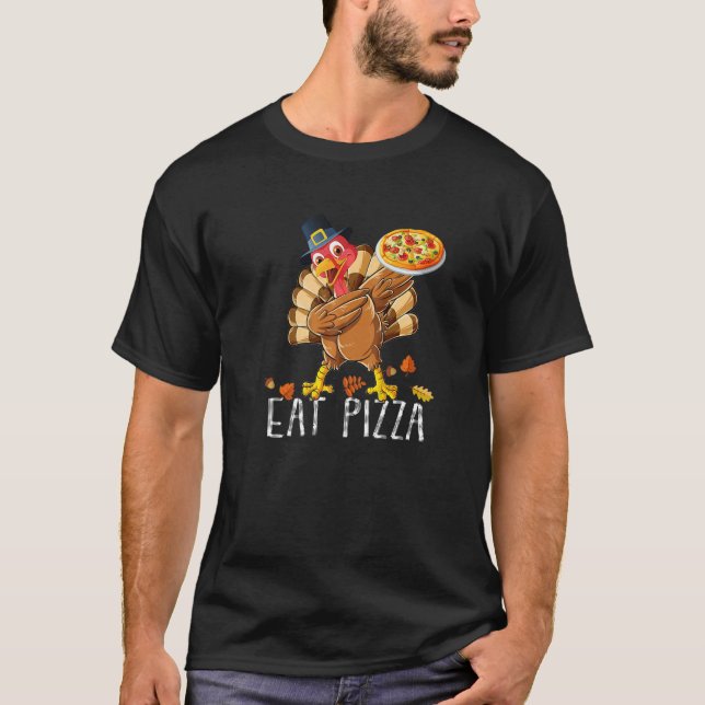 Dabbing Turkey Eat Pizza Adult Vegan Kids  Thanksg T-Shirt (Vorderseite)