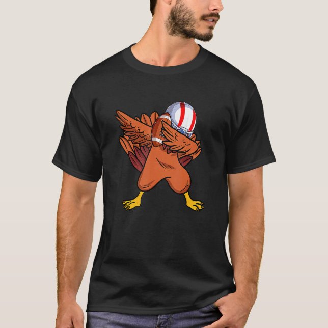 Dabbing Turkey Football Erntedank Boys T-Shirt (Vorderseite)