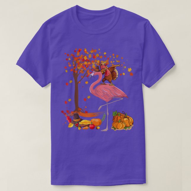 Dabbing Turkey Riding Flamingo Erntedank Fall T T-Shirt (Design vorne)