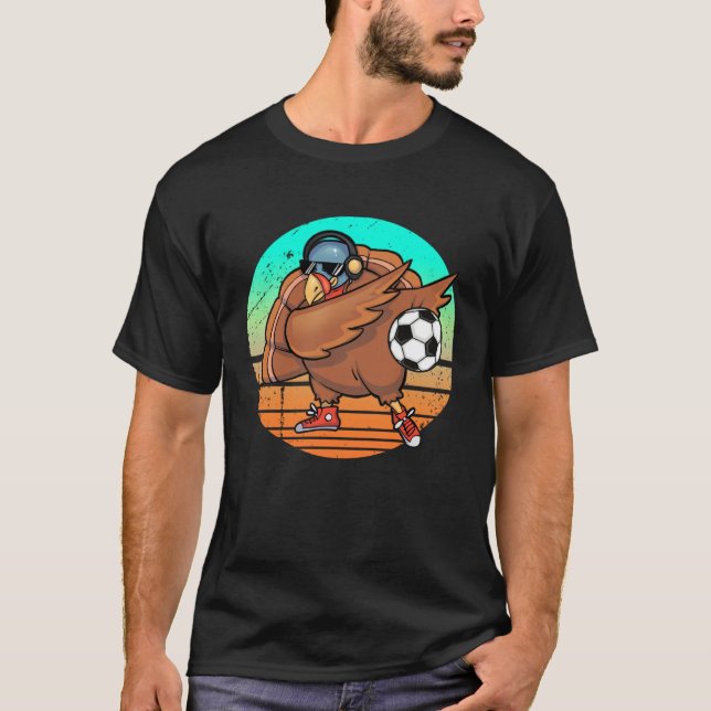 Dabbing Turkey Soccer Player  Thanksgiving Day Fea T-Shirt (Vorderseite)