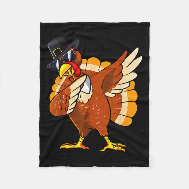 Dabbing Turkey Thanksgiving Day Lgrim Boys Kids Me Fleecedecke (Vorderseite)