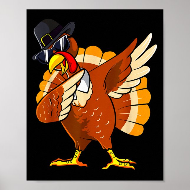 Dabbing Turkey Thanksgiving Day Lgrim Boys Kids Me Poster (Vorne)