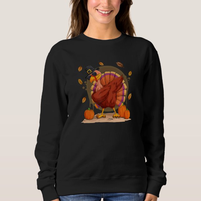 Dabbing Turkey Thanksgiving Day Pilgrim Boys Girls Sweatshirt (Vorderseite)