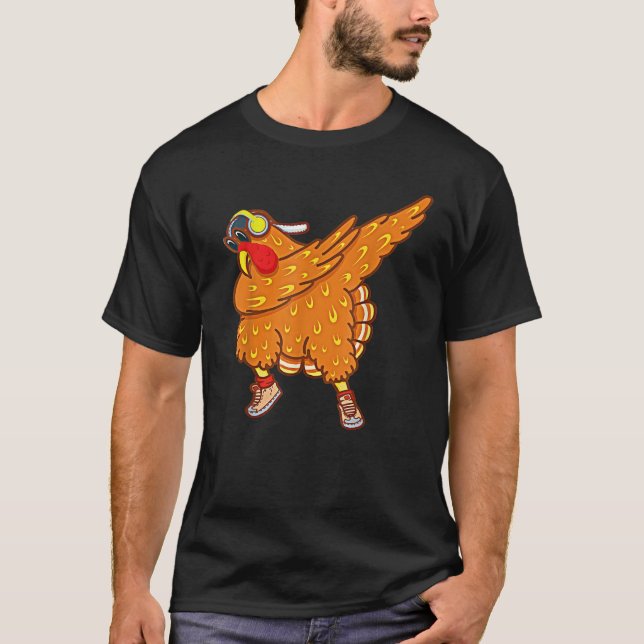 Dabbing Turkey Thanksgiving Day Pilgrim Boys Girls T-Shirt (Vorderseite)