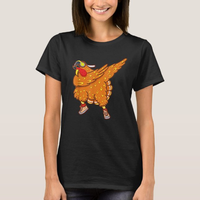 Dabbing Turkey Thanksgiving Day Pilgrim Boys Girls T-Shirt (Vorderseite)