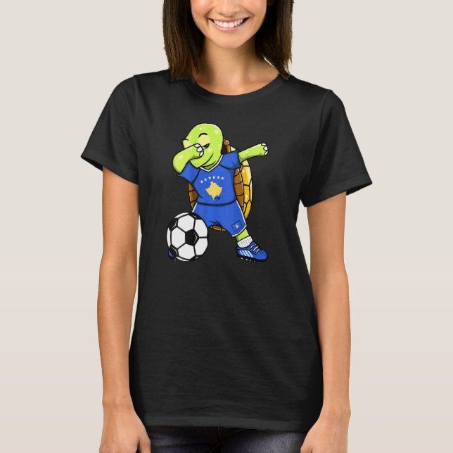 Dabbing Turtle Kosovo Soccer Fans Jersey Kosovo F T-Shirt (Vorderseite)