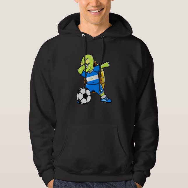 Dabbing Turtle Nicaragua Fußball Fans Jersey Flag  Hoodie (Vorderseite)