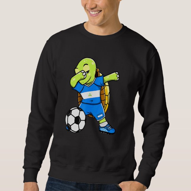 Dabbing Turtle Nicaragua Fußball Fans Jersey Flag  Sweatshirt (Vorderseite)