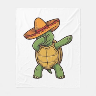 Dabbing Turtle Sombrero Vintage Vector Design_1 Fleecedecke