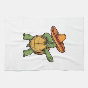 Dabbing Turtle Sombrero Vintage Vector Design_1 Geschirrtuch