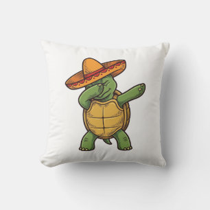 Dabbing Turtle Sombrero Vintage Vector Design_1 Kissen