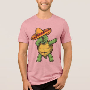 Dabbing Turtle Sombrero Vintage Vector Design_1 Tri-Blend Shirt