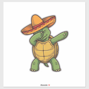Dabbing Turtle Sombrero Vintage Vektor Design_1 Aufkleber